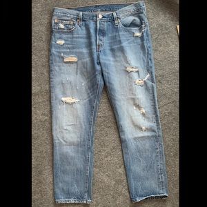 Levi's 501 31x32 Jeans Straight Button Fly Distressed Mens Blue Jeans